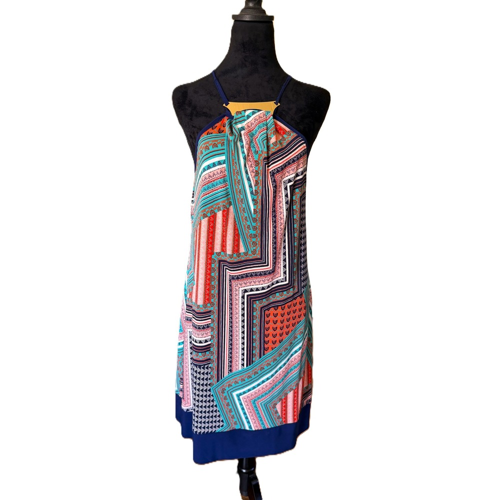 Laundry by Design Women Multi Color Geometricβ Halter Mini Sheath Dress Size M